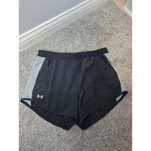 Under Armour Womens Black Gray HeatGear Mesh Loose Fit Athletic Shorts Small/C7